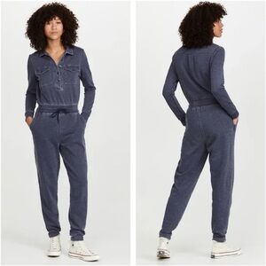 525 Faded Navy Blue Utility Sweatshirt Material Jumpsuit NWT